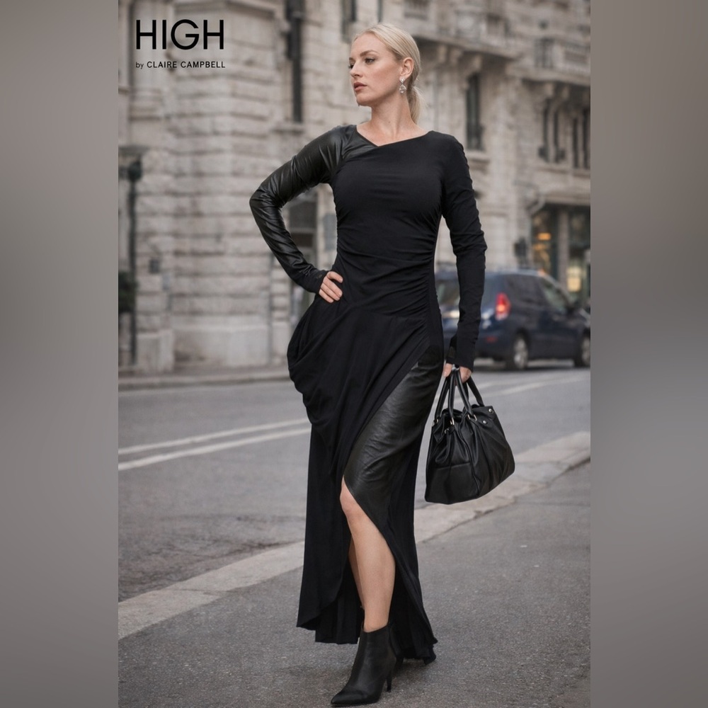 Black Long Sleeve Asymmetric Dress